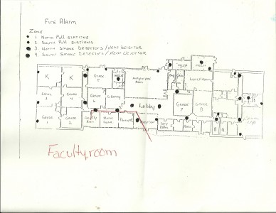 Floor plan of the school that we tore off the wall.